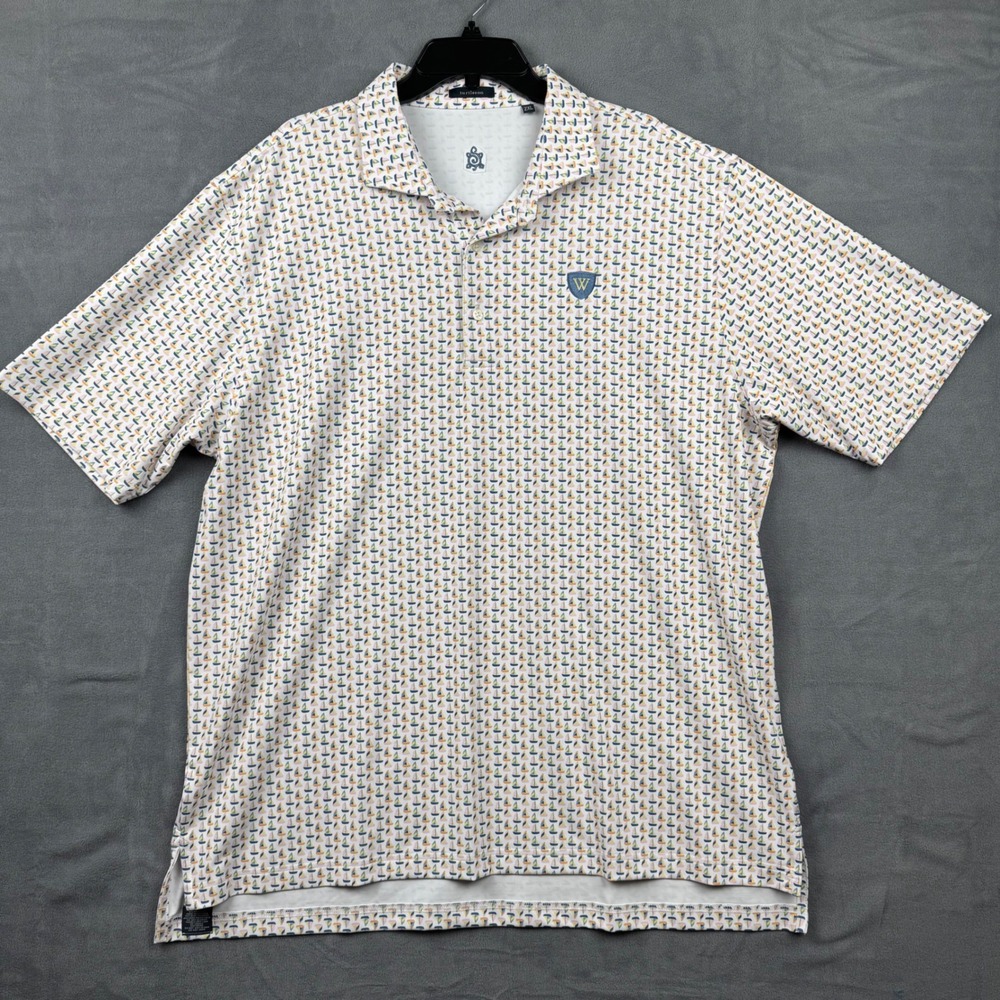 Turtleson Sailboat Print Polo Shirt‎ Men's 2XL Short Sleeve Golf Casual